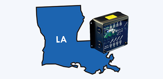 Outline of Louisiana and an old controller