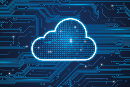 Illustration of a cloud overlaid on traces from an electrical circuit