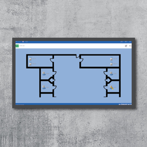 A screenshot of ENVISAGE® Pro overlaid on a concrete background