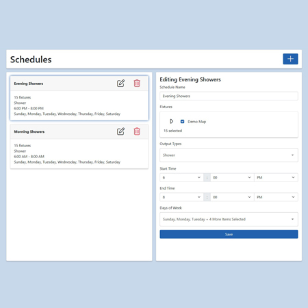 A screenshot of ENVISAGE® Pro that shows the scheduling page